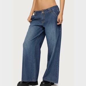 Edikted Petite Cory Striped Low Rise Jeans